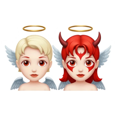 create a angel and devil in one emoji sticker