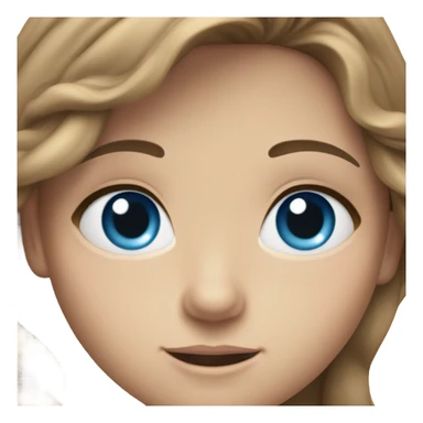 caucasian girl with long wavy brown hair and blue eyes sticker