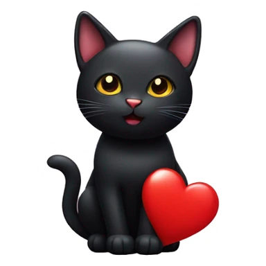 Flirty black cat with small red heart next to ear sticker