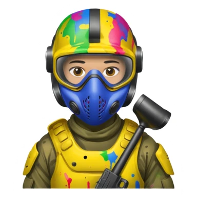 paintball player face shot with lots of colors sticker
