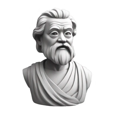 lau tzu, philosopher statue, portrait, minimal, logo, monochrome sticker