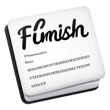 The Word "finish" script written  sticker