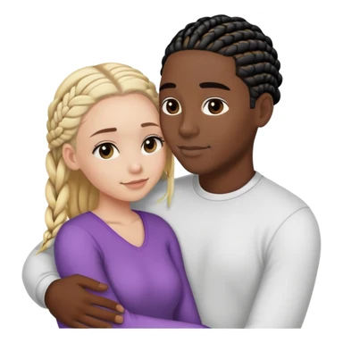 Black guy with black cornrows, snuggling up with a white girl with blonde hair sticker