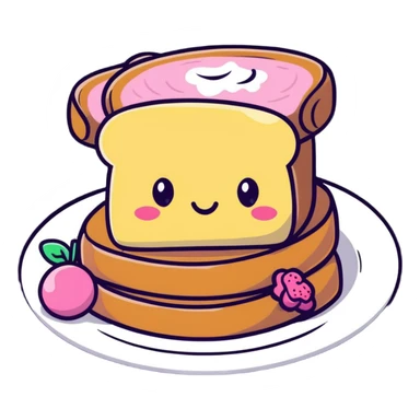 cute pink french toast with powdered sugar sticker