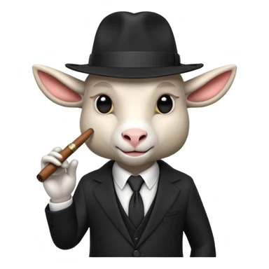 a 3D Goat emoji dressed as a Mafia Boss sticker