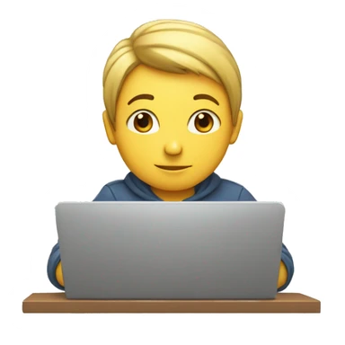 a boy sitting on a computer writting code sticker