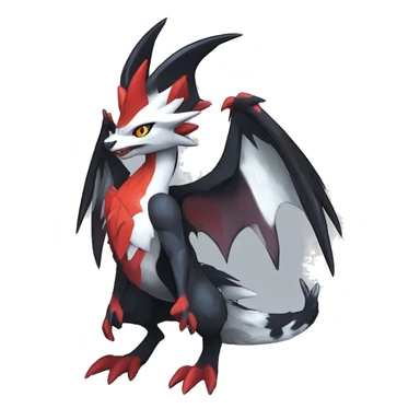 Black Cool Edgy Anthro Noivern-Nargacuga-Silvally-Sergal-Fakémon  with White and Red Edgy markings sticker