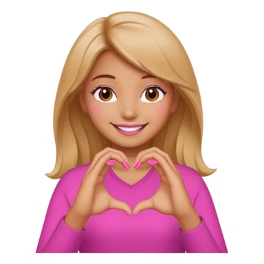 Smiling girl doing the Japanese  heart sticker