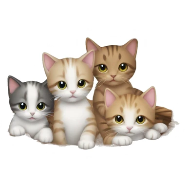 1 mother cat and 5 kittens in a basket sticker