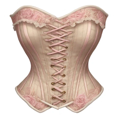 Realistic, detailed rococo corset, beige and pink sticker