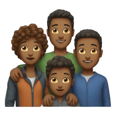 Family with three boys sticker