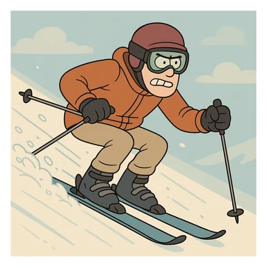 a skier in action, winter sports, dynamic pose, snow, modern illustration sticker