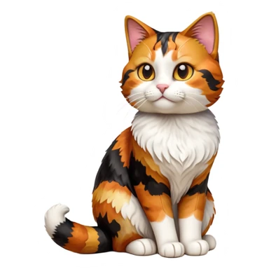 cinematic-[calico tabby cat]-realistic-full-body-sitting-emoji,-tail-curled-playfully-around-its-paws, cinematic-cute-calico-cat-portrait-emoji,-head-tilted-playfully-with-sparkling,-inquisitive-eyes-and-a-charming-patchwork-fur-of-orange,-black,-and-white,-simplified-yet-irresistibly-adorable,-highly-detailed,-glowing-with-a-warm,-invit (3) sticker