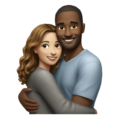 Photo Realistic beautiful model couple hug with warm smiles sticker