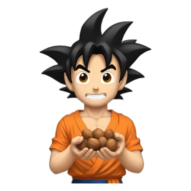 goku holding nuts sticker