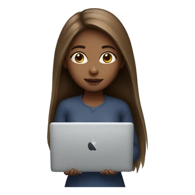Girl have brown long hair with macbook sticker