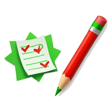 Wish list with red checkmarks and green pencil sticker