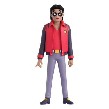 Michael Jackson with his Thriller jacket sticker