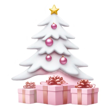 Light pink Christmas gifts under a white Christmas tree  sticker