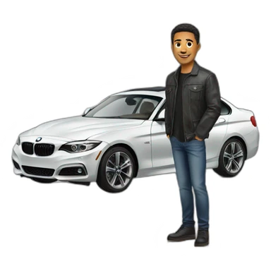 handsome guy with BMW car sticker