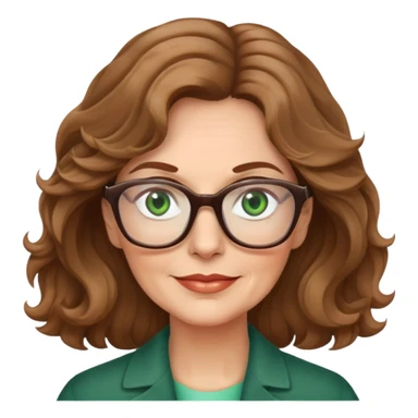 Woman 50 yrs light brown wavy hair green eyes with glasses  sticker