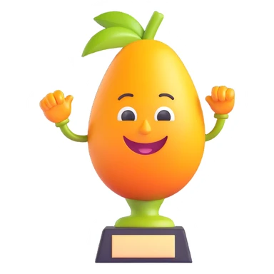 a cheerful and bold stylized mango transformed into a trophy sticker