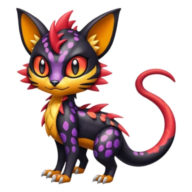 Spooky Colorful Scaley Shiny Liepard-Noivern-Litten-Sprigatito-Pokémon-fusion-creature (full body) sticker
