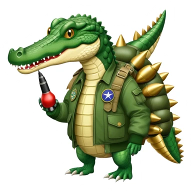 crocodile with bombs, carrying bombs, military bomber crocodile sticker