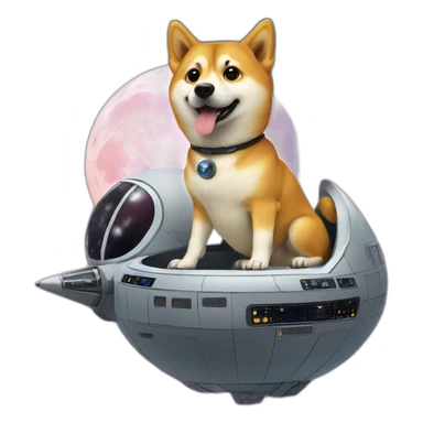 doge on a spaceship to the moon sticker