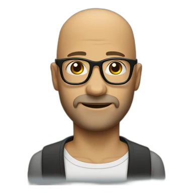 bald man with a beard and squared black glasses sticker