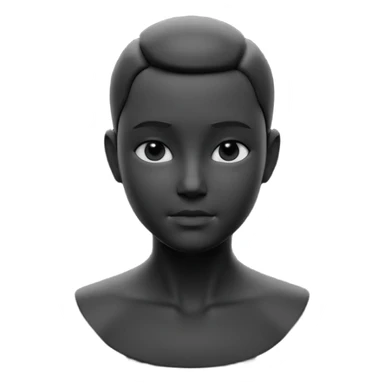 minimalist 3d avatar, stylized human bust, no hairstyle, distinctive facial features, smooth matte plastic texture, soft cinematic lighting, subtle rim light, clay render style, modern digital illustration, octane render. black, completely monochrome, matte sticker
