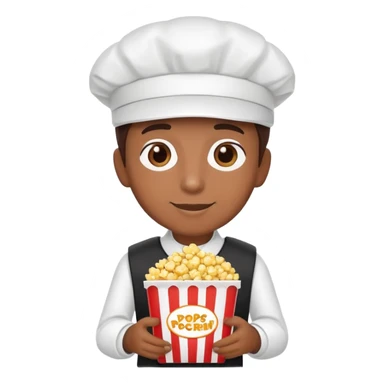 persona vendedora de crispetas en un cine, con uniforme y caja de palomitas sticker