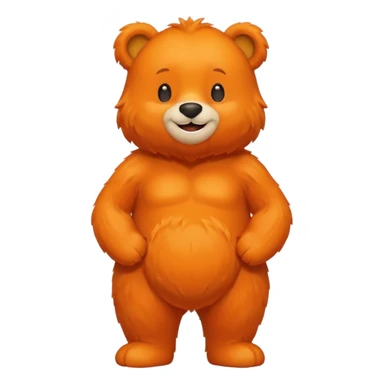 Create a orange friendly bear, make him look like from a kid cartoon and make him smile. Show his whole sticker