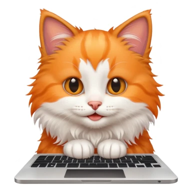 happy kitten using a laptop sticker