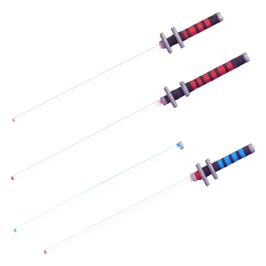 two lightsabers, one blue and one red sticker