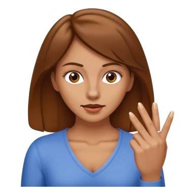 Fille brune et blanche qui a un ongle entre les canines de sa bouche sticker