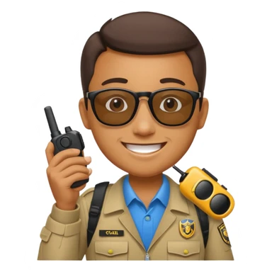 school security, sun glasses, holding walkie-talkie sticker