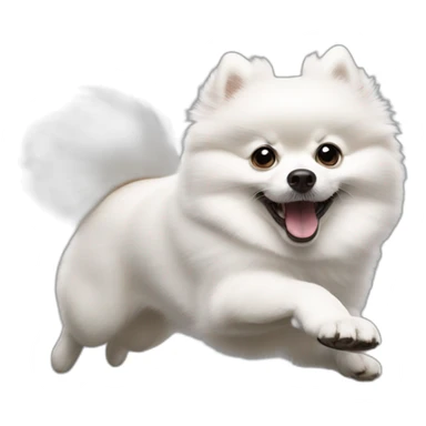 White pomeranian jump sticker