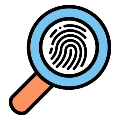 magnifying glass with fingerprint inside sticker