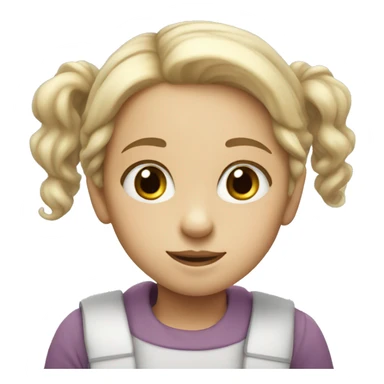 White little girl with Pencil colour sticker