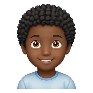 smiling face, toddler boy, African, big eyes, dark skin, black curly hair sticker