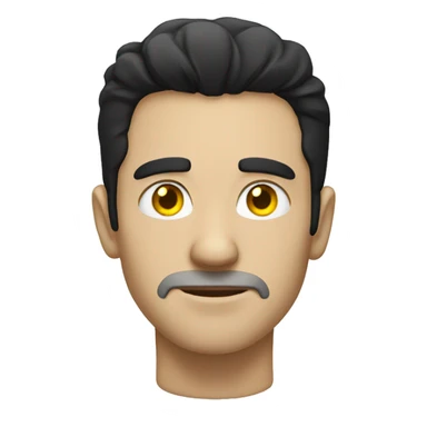 white man with black hair and yellow eye sticker