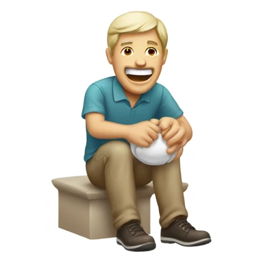 Man on knee giving dentures  sticker