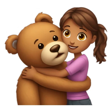 big teddy bear with girl in love sticker