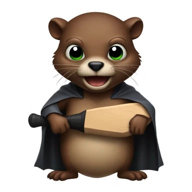 An evil beaver with a bat in his hands sticker