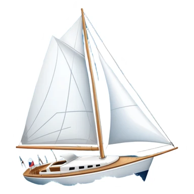 An icon featuring a sleek sailboat with billowing sails cutting through the waves. The design includes the boat's mast, a wind-filled sail, and water splashes, symbolizing the thrill and skill of sailing. Transparent background highlights the elegance and power of wind-driven sports. sticker