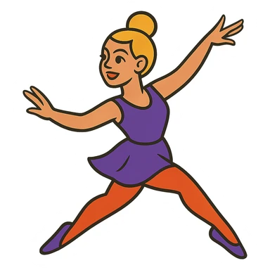 Dana Dawson with blond hair in a chignon, dance pose sticker