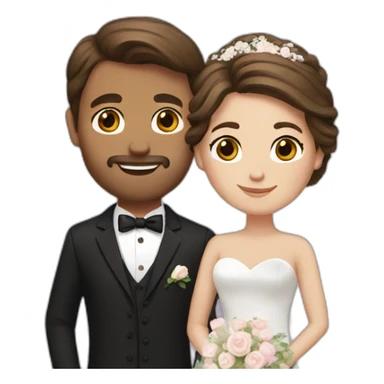 brown hair wedding couple sticker
