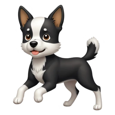 fast running black and white dog sticker