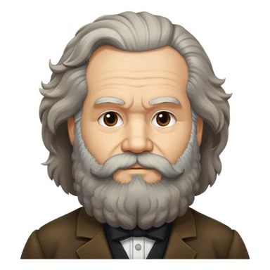 Karl Marx with iconic bushy beard and thick hair, partially turned to the side, no glasses sticker